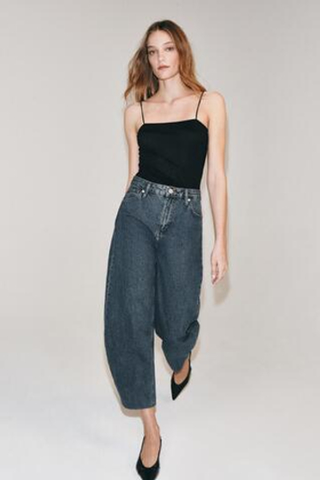 ZARA ДЖИНСЫ TAPERED С ВЫСОКОЙ ПОСАДКОЙ — ZW COLLECTION, ИНДИГО