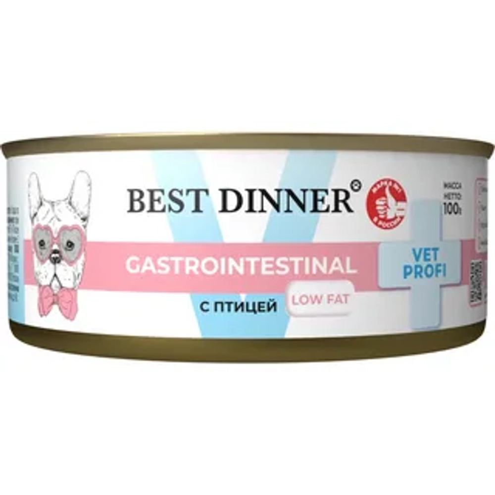 BEST DINNER Gastrointestinal Low Fat Влажный корм для собак всех пород с птицей и рисом 0,1 кг