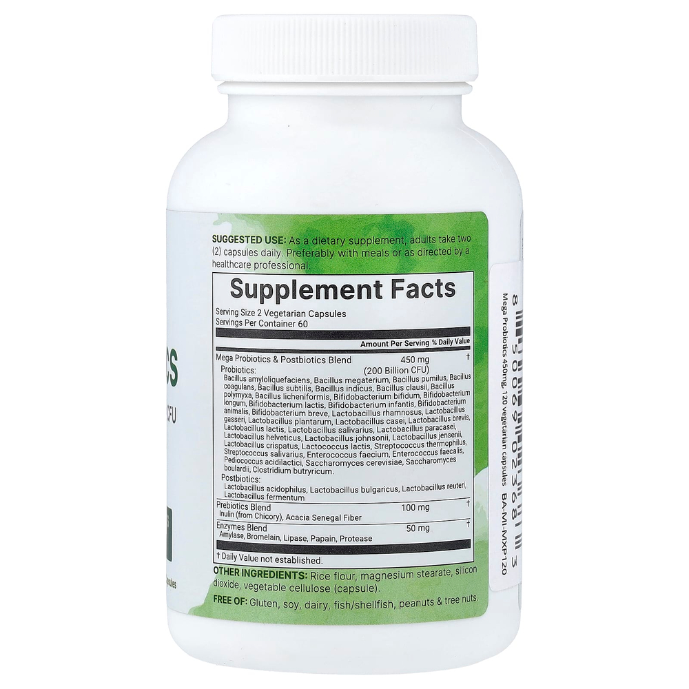 Micro Ingredients, Mega Probiotics, пробиотики, 120 вегетарианских капсул