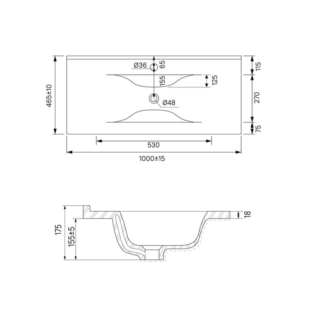 Тумба с умывальником, подвесная, 100 см, белый, Bild, IDDIS, (BIL10W0i95K)