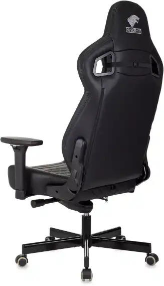 Кресло игровое Knight Hunter черный экокожа с подголов. крестов. металл