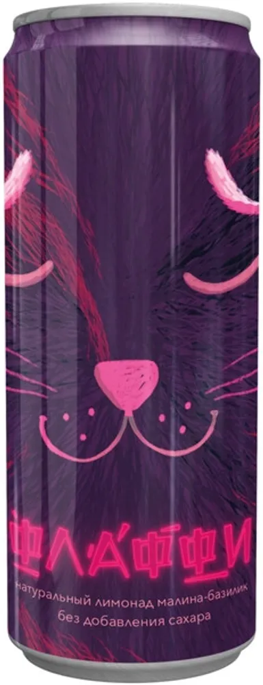 Газированный напиток Блэк Кэт Флаффи Малина Базилик / Black Cat Fluffy Raspberry Basil 0.33 - банка