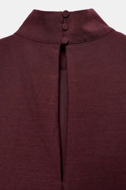 ZARA ПЛАТЬЕ МИДИ С ГОРЛОВИНОЙ ХАЛТЕР И ВЫШИВКОЙ, ГРАНАТОВЫЙ