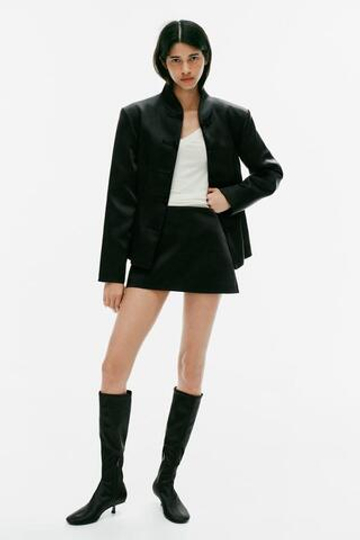 ZARA АТЛАСНАЯ МИНИ-ЮБКА, ЧЕРНЫЙ