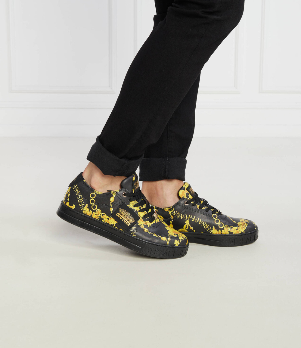 Кожаные кроссовки Versace Jeans Couture - черный(75YA3SK9ZP337)