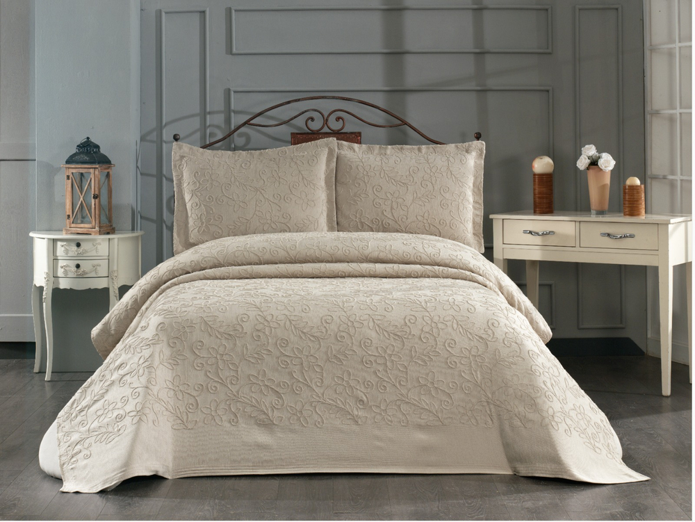 Gelin Home КПБ 7 пр. CHARM кремовый цвет покрывало 240*260, пододеяльник 200*220, простынь 240*260, наволочки 50*70 2шт, декоративные наволочки 50*70 2шт GLNS413