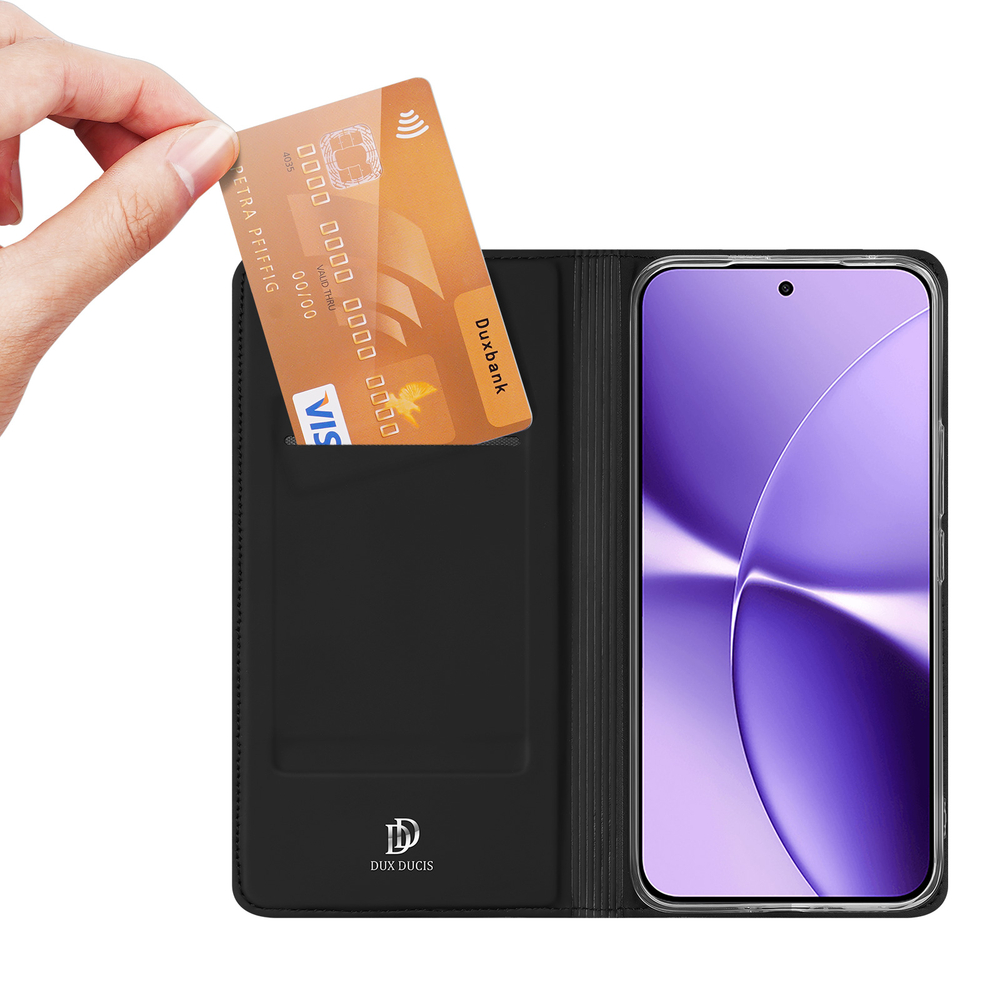 Чехол книжка черного цвета из кожи для Xiaomi Redmi Turbo 5 Max и Poco X8 Pro Max, серия Skin Pro Series от Dux Ducis