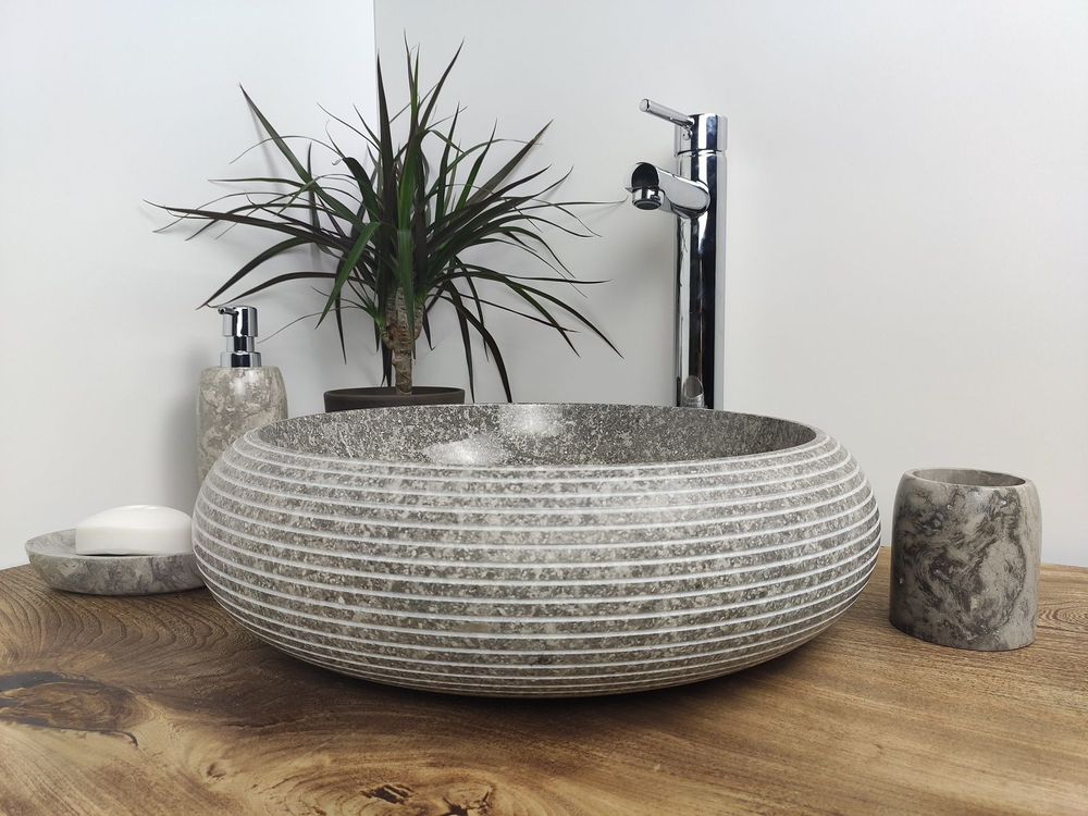 Раковина из мрамора Donut Grey Allur Small DM-60184 40x40x12 из натурального камня