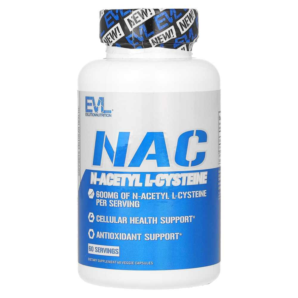 EVLution Nutrition, NAC, 600 мг, 60 растительных капсул