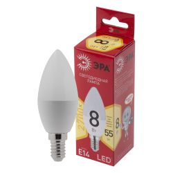Лампа светодиодная ЭРА RED LINE LED B35-8W-827-E14 R 8Вт свеча теплый белый свет Е14 | Лампы cветодиодные Свеча (B/C)