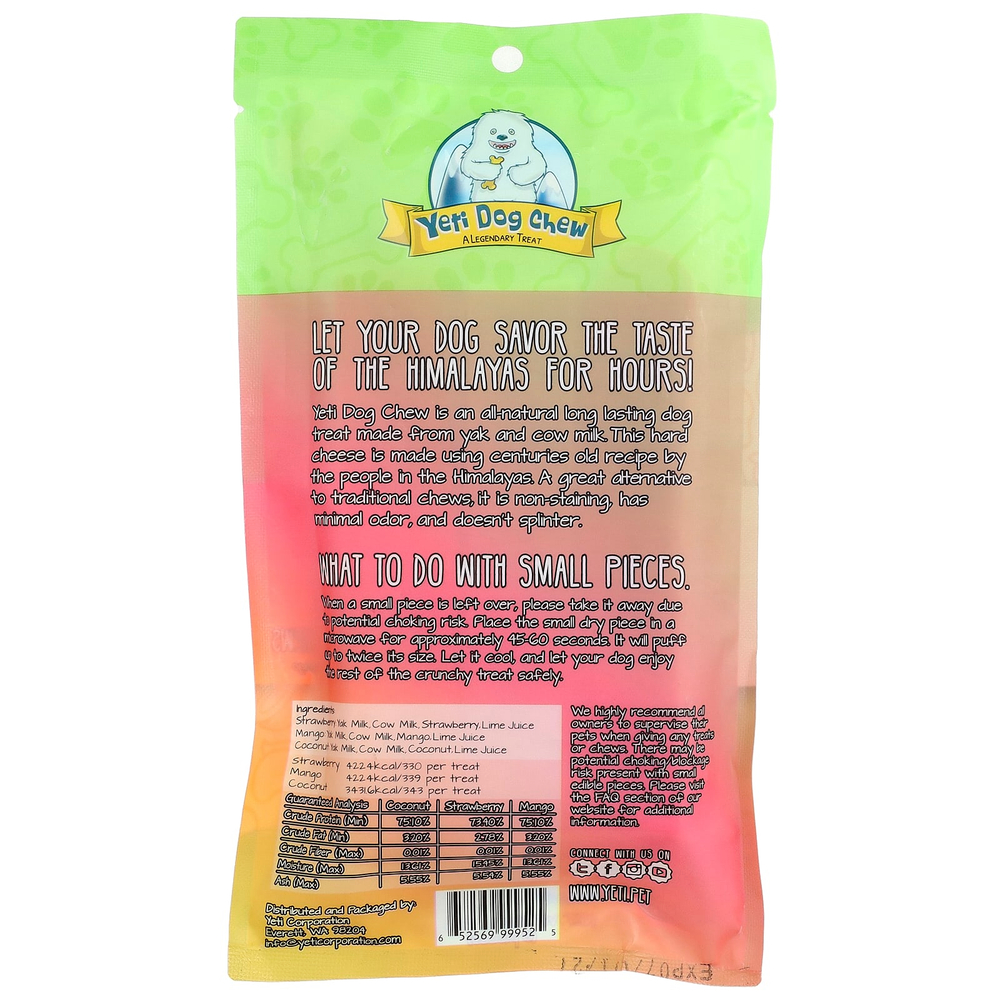 Yeti Dog Chew, большие жевательные таблетки, для собак, кокос, клубника и манго, 3 шт., 298 г (10,5 унции)
