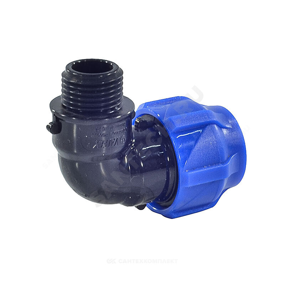 Отвод компрессионный ПЭ Дн 32х1 1/4"х90гр НР Ру16 VALFEX 1210012432114