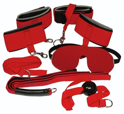 Набор для страстных БДСМ-игр Bondage Set (Цвет: красный с черным)