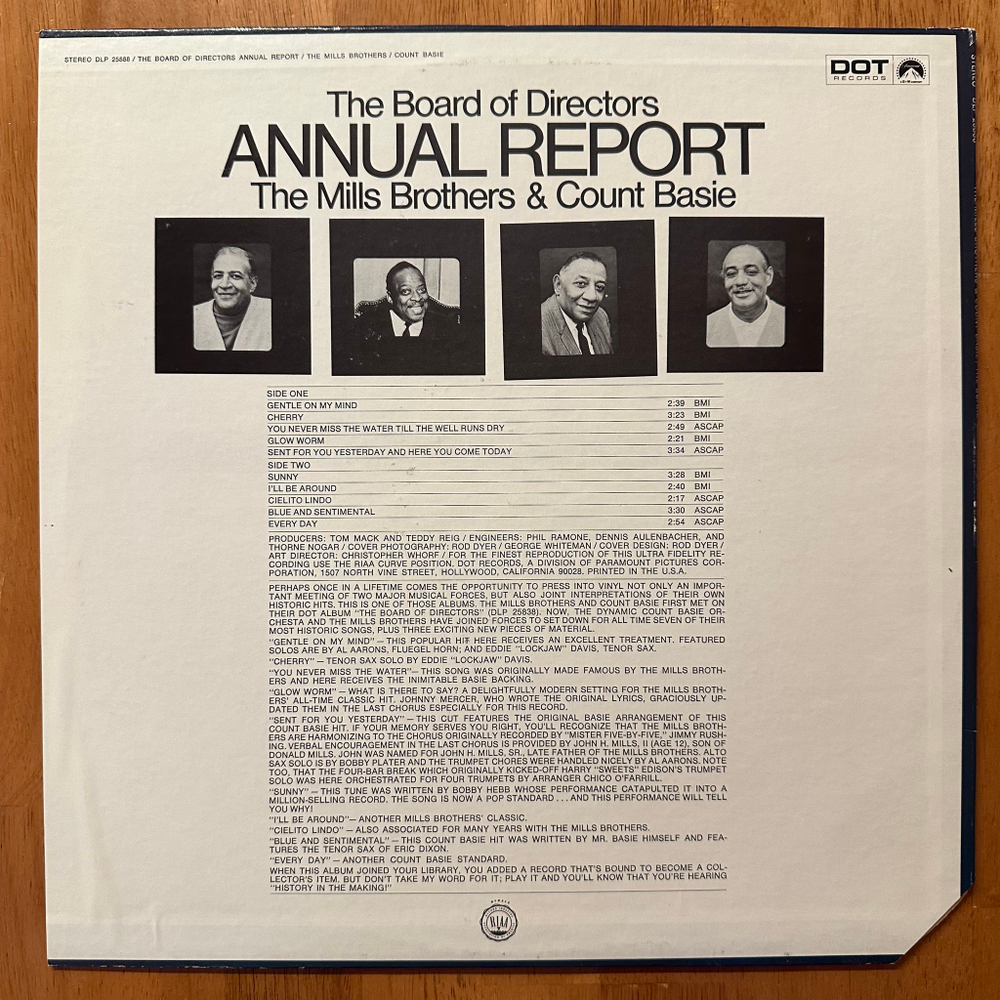 The Mills Brothers & Count Basie ‎– The Board Of Directors Annual Report (США 1968г.)
