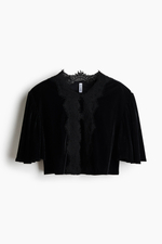 Топ из велюра с кружевом - H&M