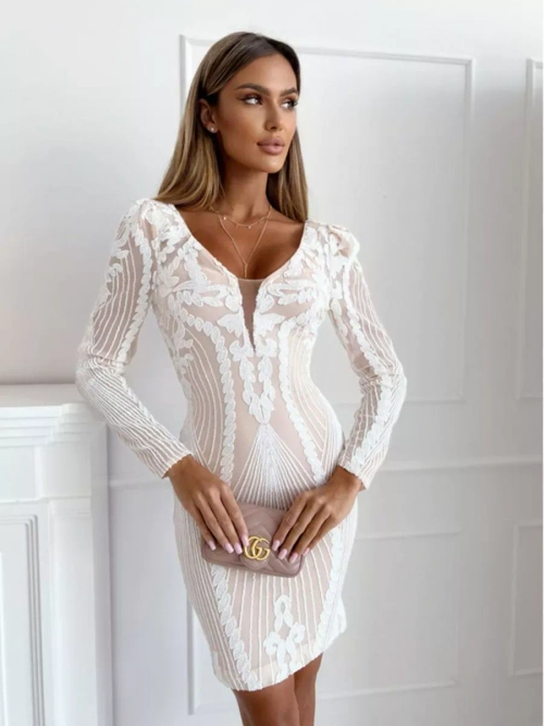 белое мини платье с пайетками + plus size
