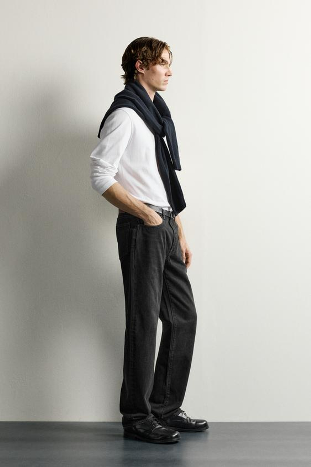 ZARA ДЖИНСЫ STRAIGHT FIT УДЛИНЕННЫЕ, ЧЕРНЫЙ