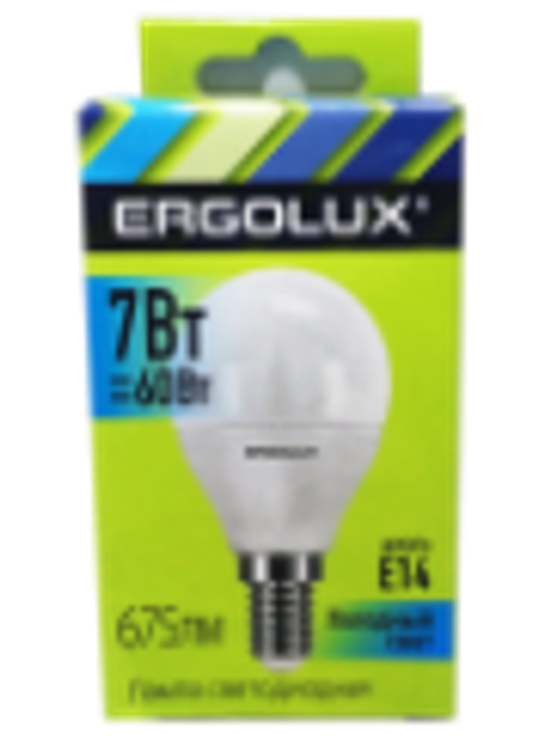 Лампа св/д Ergolux G45 Шар Е14 7W 4500K