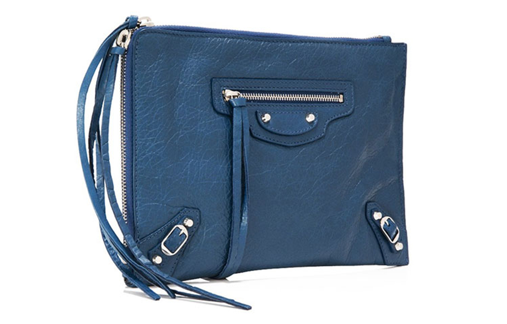 Balenciaga Leather Clutch Women"s Blue
