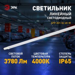Линейный светодиодный светильник ЭРА SPP-301-36-4K-M 36Вт 4000К IP65 1200 матовый | Линейные светодиодные светильники IP65