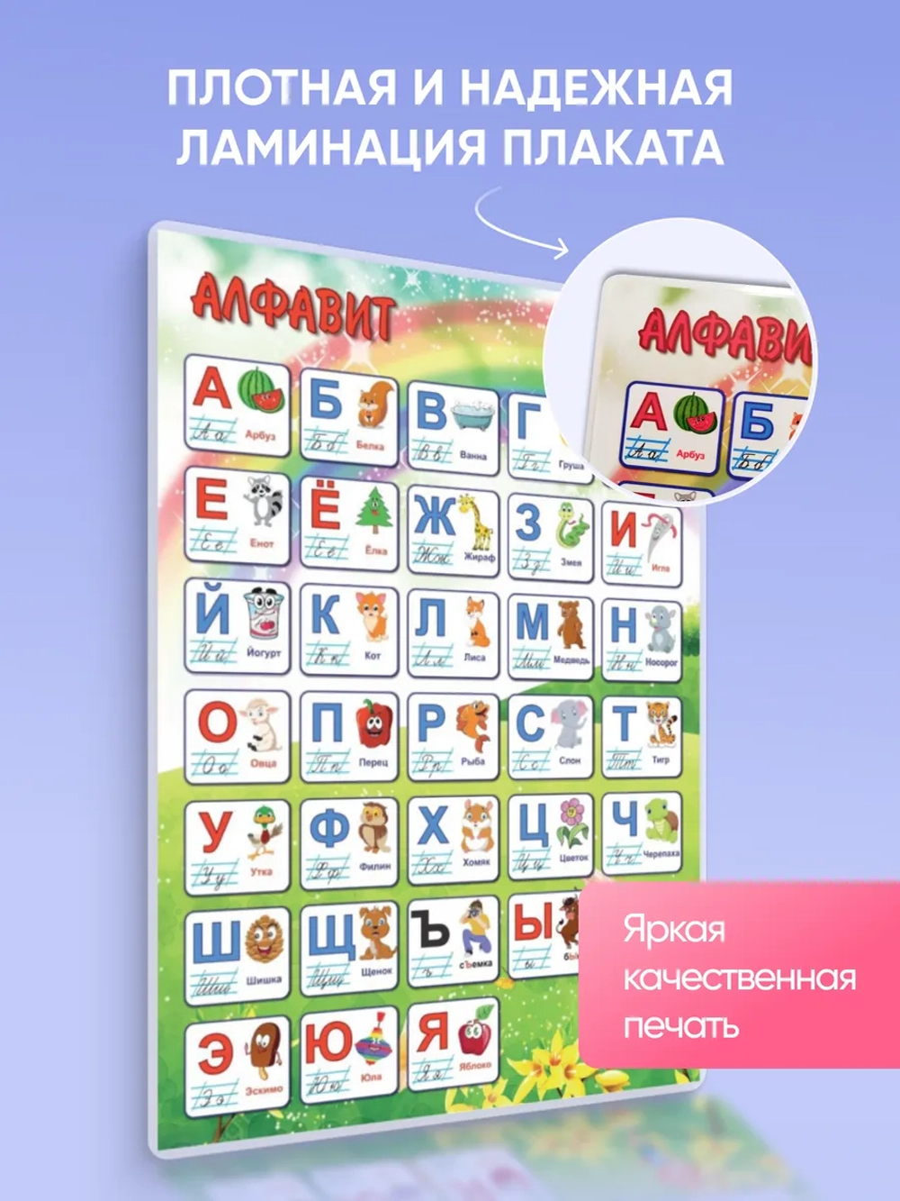 Русский алфавит А4, плакат с прописными буквами