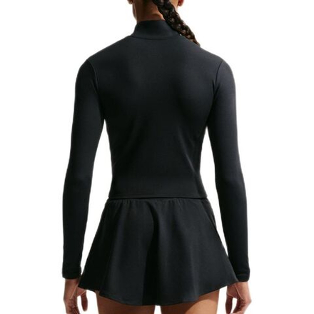 Женская футболка с длинным рукавом Nike One Dri-Fit 1/4 Zip Mid Layer - black/white/metallic silver