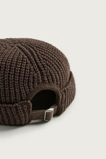 ZARA КОРОТКАЯ ШАПКА БИНИ ИЗ ХЛОПКОВОГО МИКСА, ШОКОЛАДНЫЙ