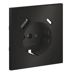 Накладка для розетки с заземлением и защитными шторками, с USB A+C Voltum S70 Metal Антрацит VLSM001012