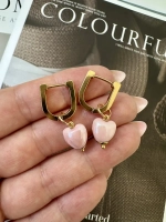 Серьги сердце конго с подвесками из керамики