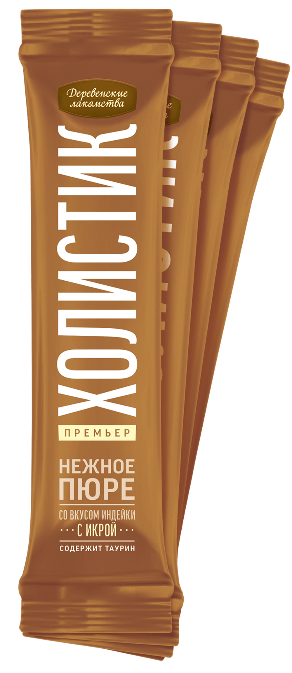 Деревенские Лакомства д/кошек "Нежное пюре из Индейки с Икрой летучей рыбы", 1шт