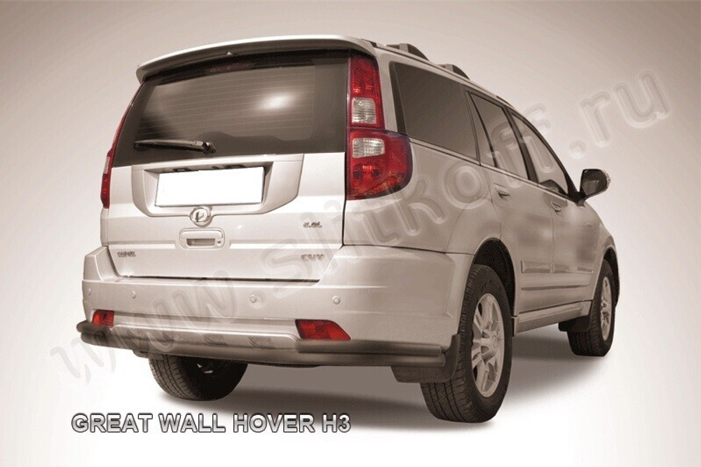 Защита заднего бампера (нержавейка) Great Wall Hover H3 (2010-2015) d57+d42 длинная (черный)