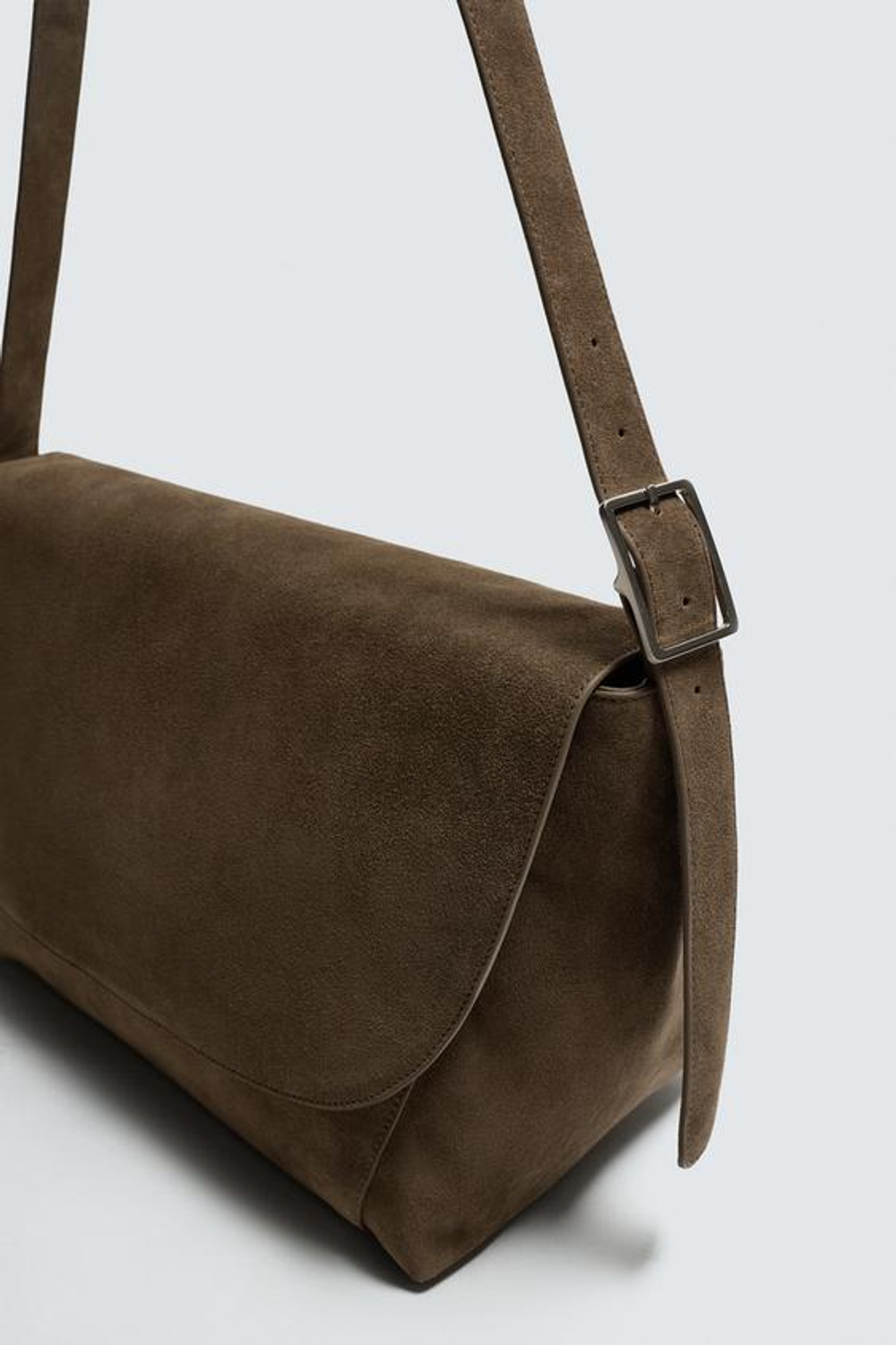 ZARA КОЖАНАЯ СУМКА С ПЛЕЧЕВЫМ РЕМНЕМ, КОРИЧНЕВЫЙ