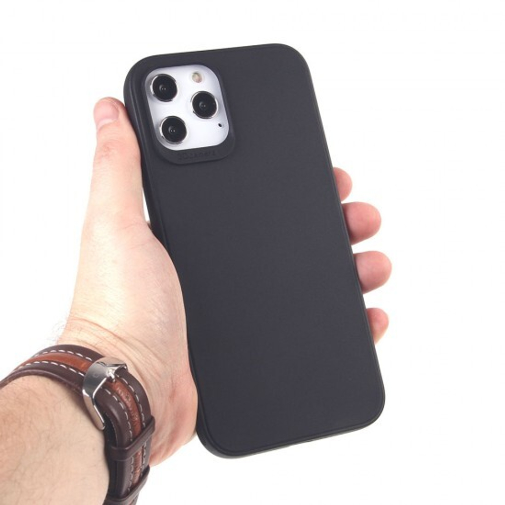 Чехол для iPhone 12 Pro Max черный силиконовый с защитой камеры, 012424 Черный