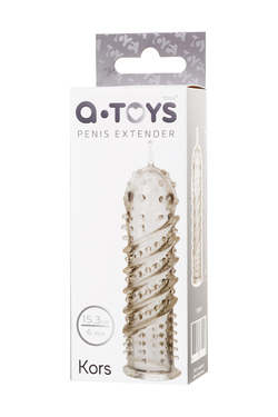 Насадка на пенис A-Toys by TOYFA Kors, TPR, прозрачный, 15,3 см