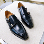 Мужские кожаные монки Gucci с двумя пряжками — чёрные — фото 3