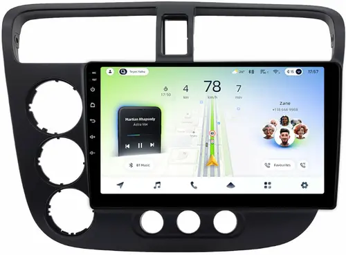 Магнитола для Honda Civic 7 2001-2005 левый руль - Teyes CC4L монитор 9" IPS, Android 14, Быстрая, Snapdragon 662, CarPlay, 4G SIM-слот