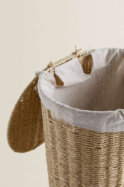 ZARA HOME КОРЗИНА ДЛЯ БЕЛЬЯ С ТКАНЕВОЙ ПОДКЛАДКОЙ, СВЕТЛО-БЕЖЕВЫЙ