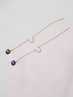 Серьги-протяжки Миражи с фиолетовыми кристаллами Swarovski