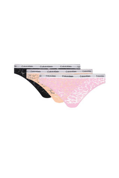 Кружевное трусики-бразилианки 3 шт. Calvin Klein Underwear - розовый(000QD5068E)