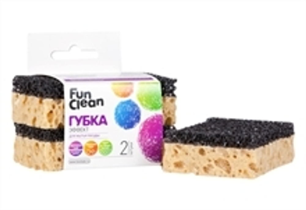 ГУБКА ДЛЯ ПОСУДЫ FUN CLEAN 2ШТ ЭФФЕКТ (50) АКЦЕНТ