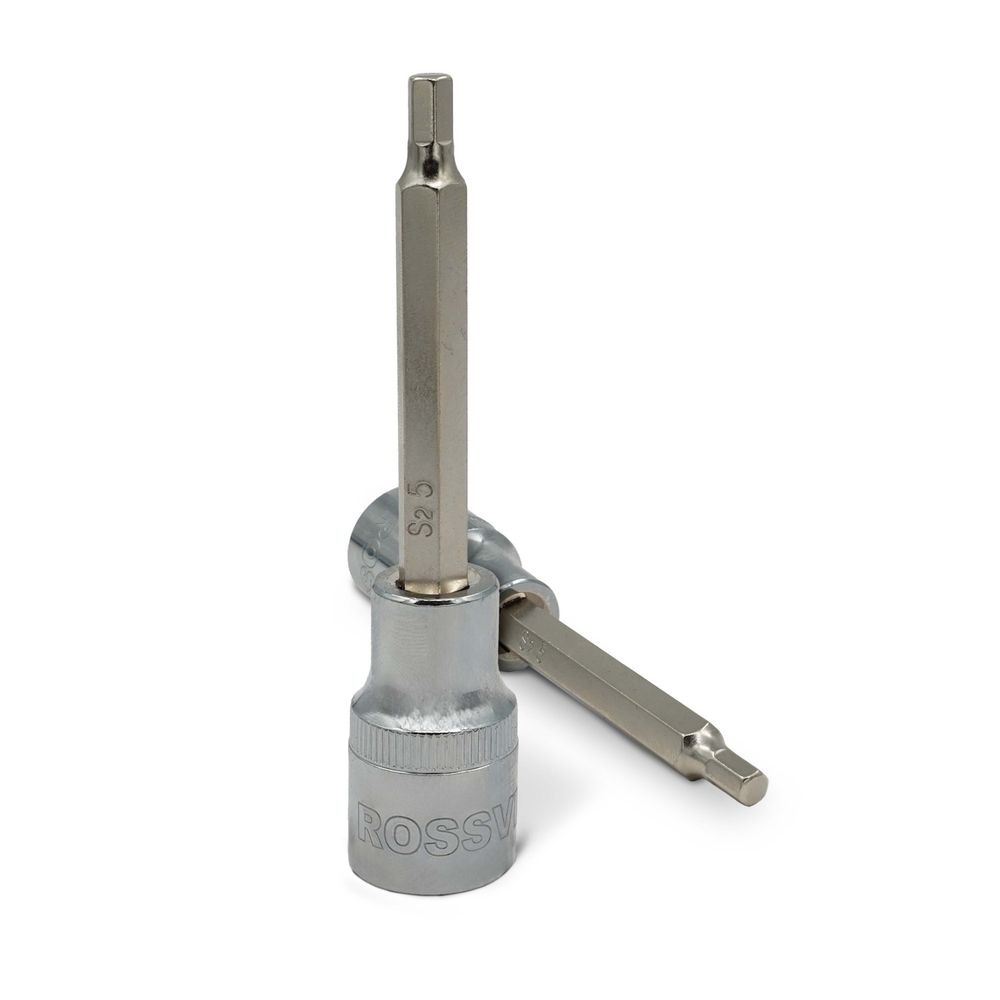 Набор головок со вставкой на держателе ROSSVIK SST0410, 1/2", HEX H4-H10, L-100 мм, 7 предметов