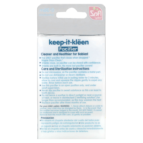 RaZbaby, Keep-It-Kleen, пустышка, для детей 0–36 месяцев, пингвин и медведь, 2 шт.
