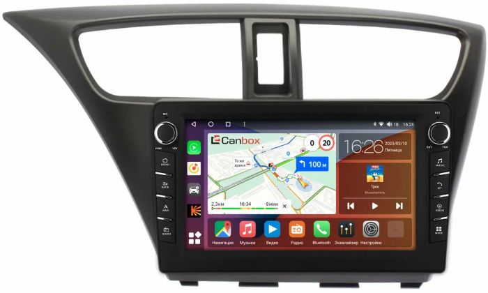 Магнитола для Honda Civic 9 2012-2015 (хэтчбэк) - Canbox 9-0108 Android 10, Быстрая, CarPlay, 4G SIM-слот