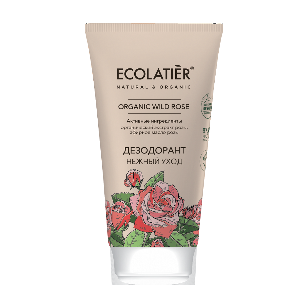 Дезодорант Нежный уход Серия ORGANIC WILD ROSE 40мл (ECOLATIER)