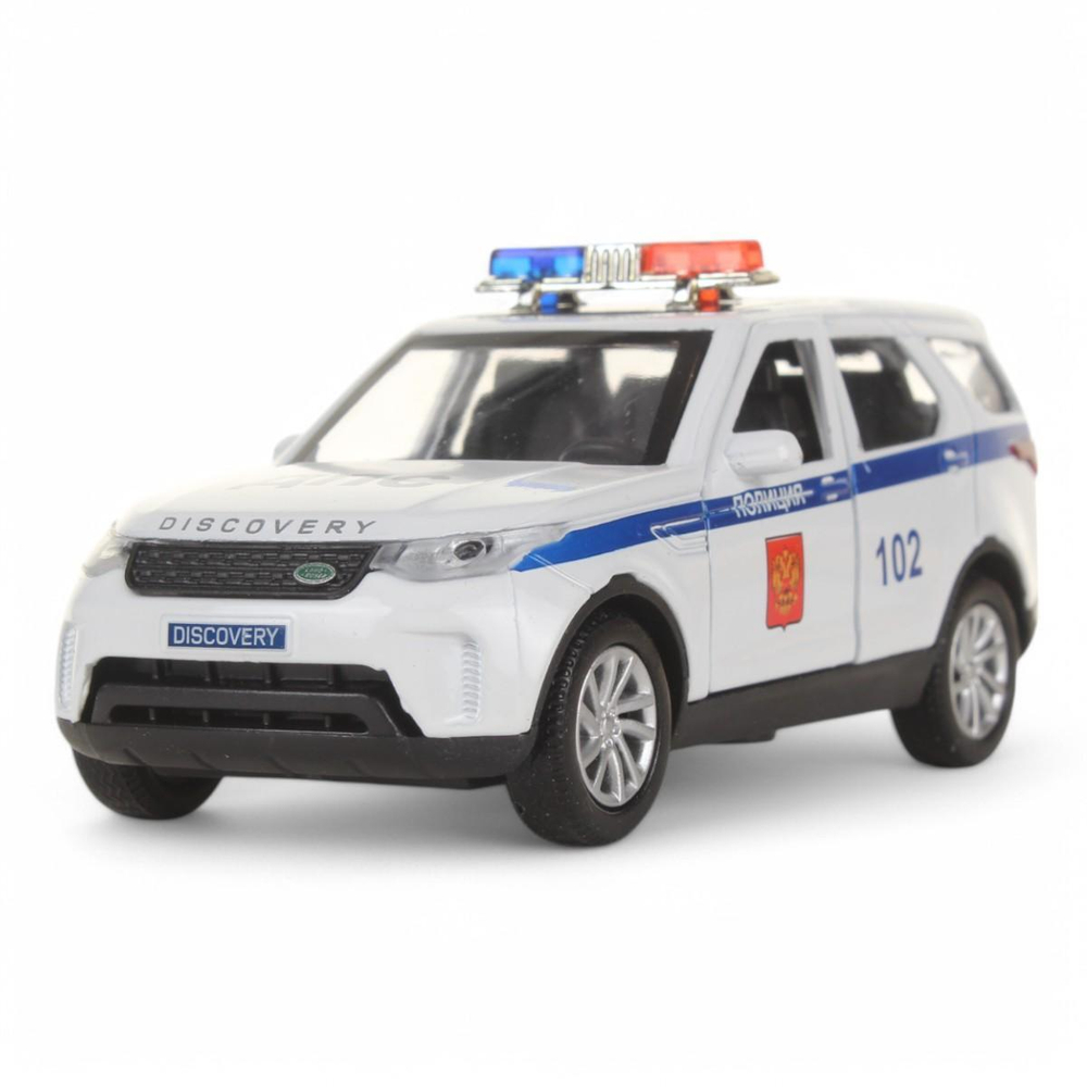 Модель ин. мет. "Land Rover Discovery. Полиция" 12см,откр. двери, белый в кор (Технопарк)