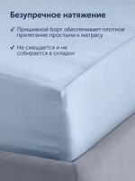 Простыня на резинке БайКолор (сатин) Голубая