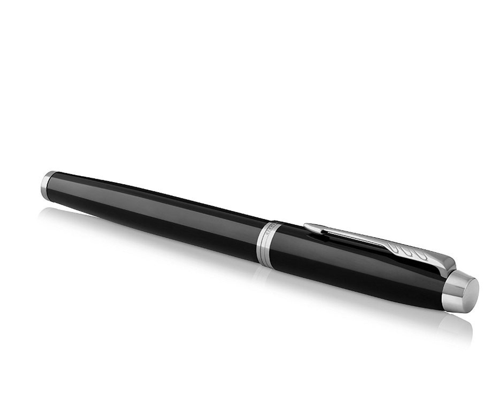 Перьевая ручка Parker IM Metal Black CT (глянцевый черный лак),  перо: F, цвет чернил: blue, в подарочной упаковке.
