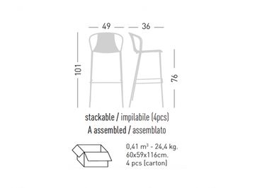 Стул пластиковый барный Kasia Stool 76