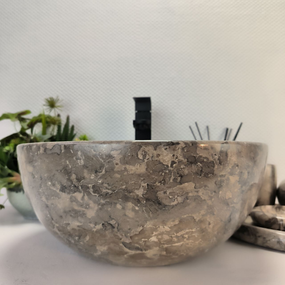 Раковина из мрамора Bowl Grey Tin Lip BM-62933 40x40x17 из натурального камня