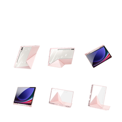 Чехол книжка розового цвета от Dux Ducis для Samsung Tab S10+, S9+, S9 FE+, серия Magi Series Case, с держателем Pencil и функцией автоматического перехода в спящий режим